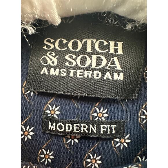 SCOTCH & SODA Men’s Shirt Modern Fit Navy Blue Floral Print Button Up | 16/41 L - Picture 6 of 8
